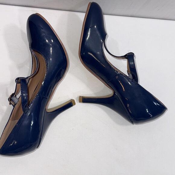 Journee Collection Old Money Business Casual Formal T Strap Stiletto Blue Pumps - Picture 9 of 15